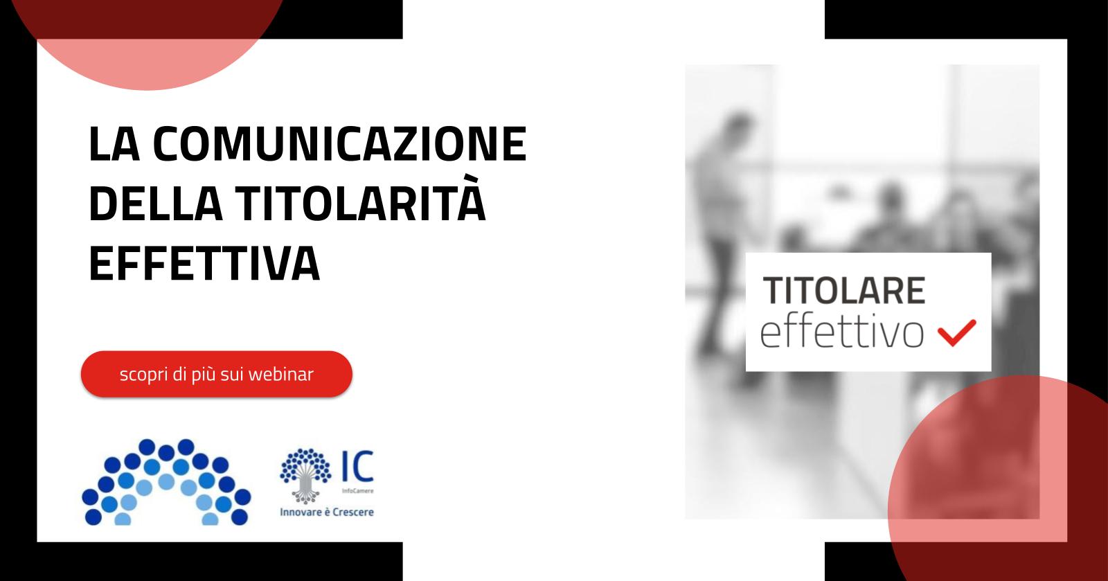 Titolare effettivo - dal 10 ottobre 2023 è possibile inviare le pratiche alla Camera di Commercio